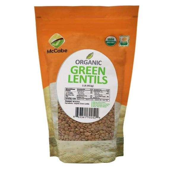 McCabe Organic Green Lentils - Green Lentils Organic | Rich with Fiber & Minerals | USDA and CCOF Certified |  Product of USA | 1Lbs