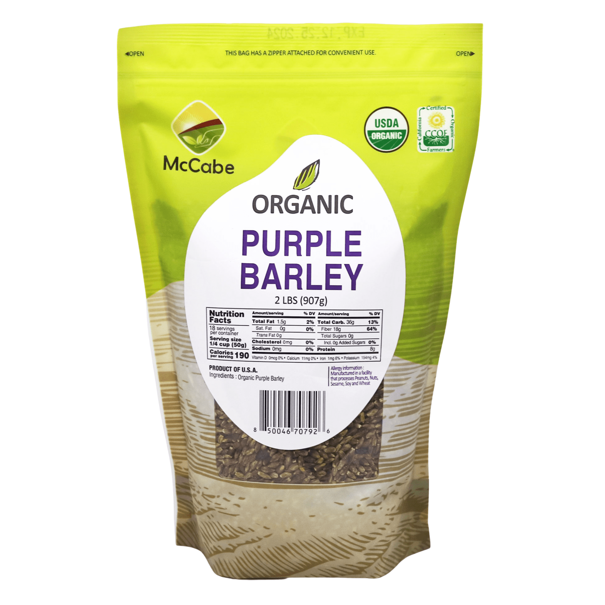 McCabe Organic Purple Barley, 2 Pound, Product of USA