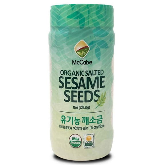 McCabe Organic Roasted Salted Sesame Seeds - Organic Toasted Salted Sesame Seeds | Rich with Fiber & Minerals | USDA and CCOF Certified | Packed in USA | 8oz