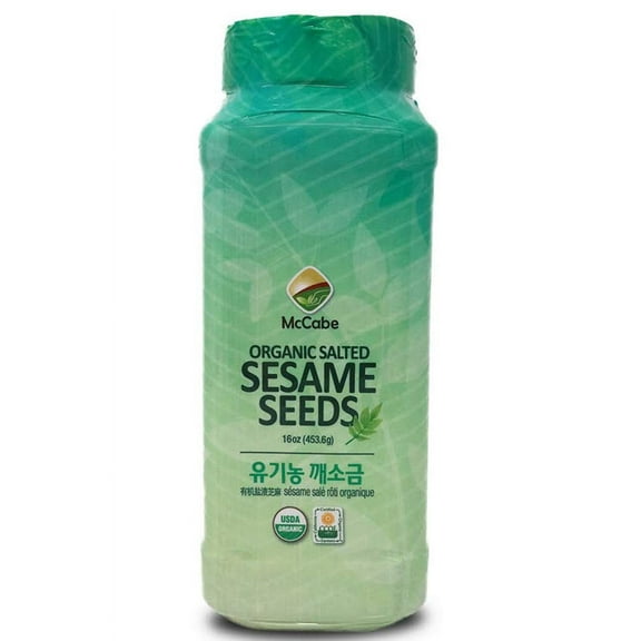 McCabe Organic Salted Sesame Seeds - Organic Salted Sesame Seeds | Rich with Fiber & Minerals | USDA and CCOF Certified | Packed in USA | 16oz
