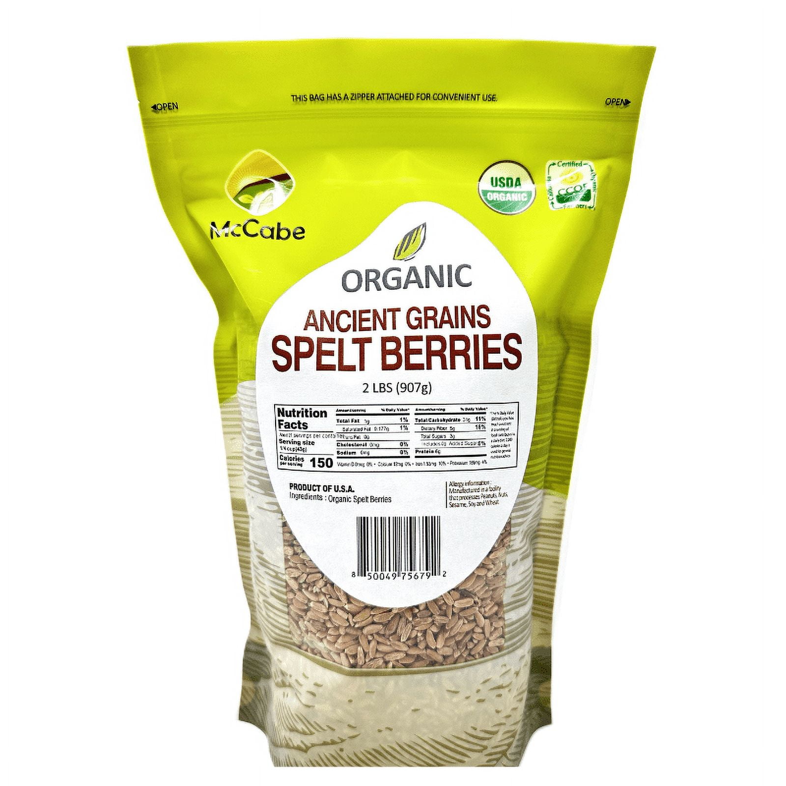 McCabe Organic Spelt Berries 2lbs | USDA and CCOF Certified - Walmart.com