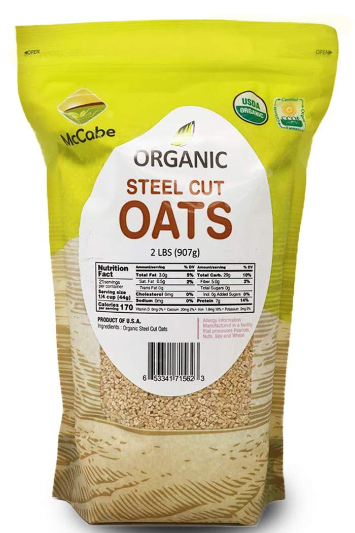 McCabe Organic Steel Cut Oats - Steel Cut Oats Organic | Rich with Fiber & Minerals | USDA and CCOF Certified | Product of USA | 2lbs