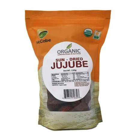 McCabe Organic Sun-Dried Jujube - Dried Jujube Fruits | Rich with Vitamin D & Minerals | USDA and CCOF Certified | Product of USA | 130g