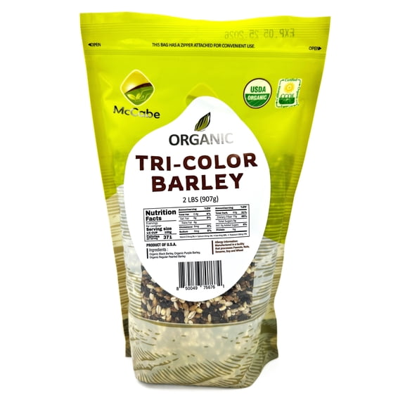McCabe Organic Tri-Color Barley- Rich with Fiber & Minerals | USDA and CCOF Certified | Product of USA | 2Lbs
