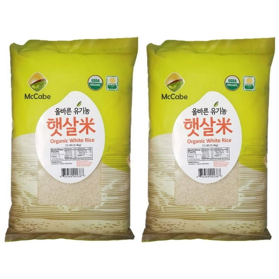 McCabe Organic White Rice, 12 Lbs (Pack of 2) | USDA Certified Organic and CCOF Certified | Product of USA