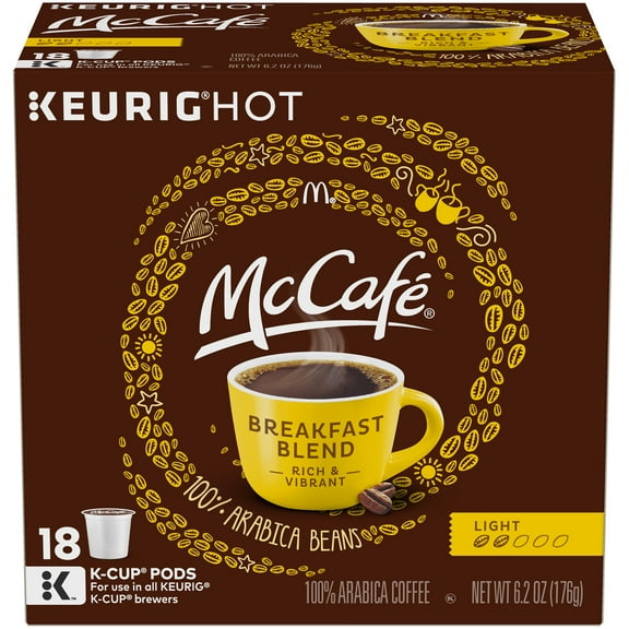 McCafe Breakfast Blend Coffee K-Cup Pods, 18 count