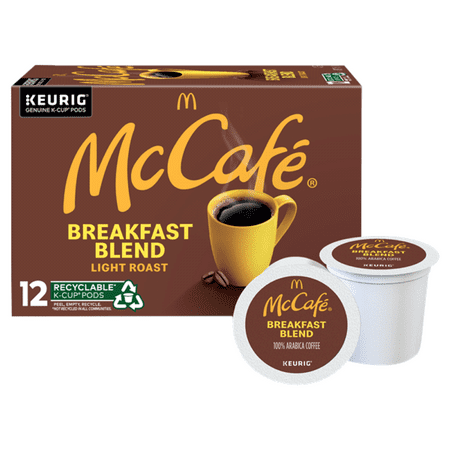 McCafe Breakfast Blend Coffee K-Cup Pods, Caffeinated, Quantity of 12