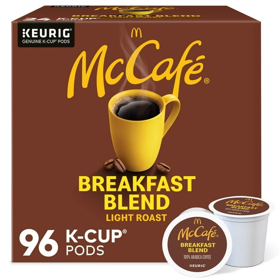 McCafe Breakfast Blend Coffee, Keurig Single Serve Keurig K-Cup Pods, Light Roast, 96 Count (4 Packs of 24)