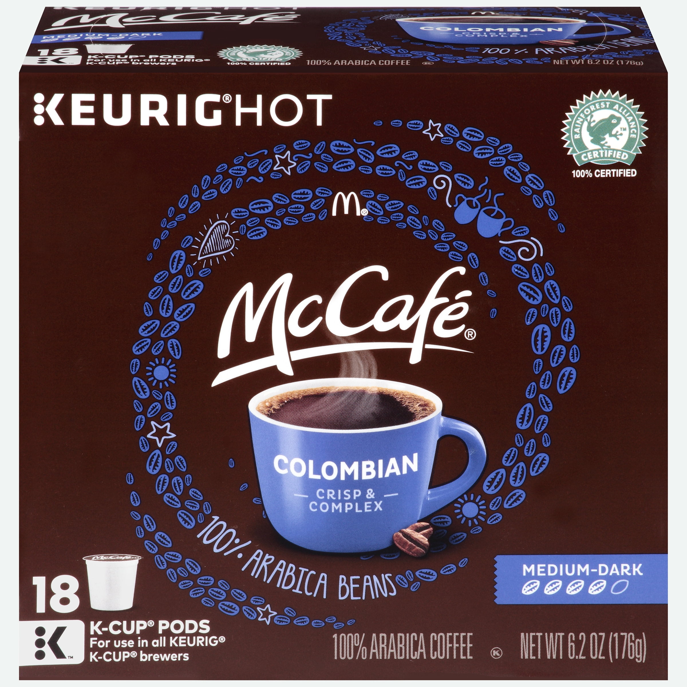 McCafe Colombian Coffee KCup Pods, Caffeinated, 18 ct 6.2 oz Box