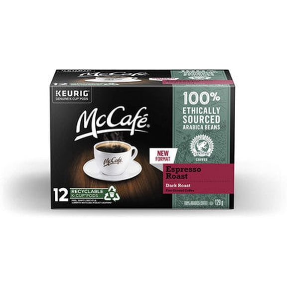 McCafe Espresso Roast Coffee, Recyclable K-Cup Pods, 12 Count, {Imported from Canada}