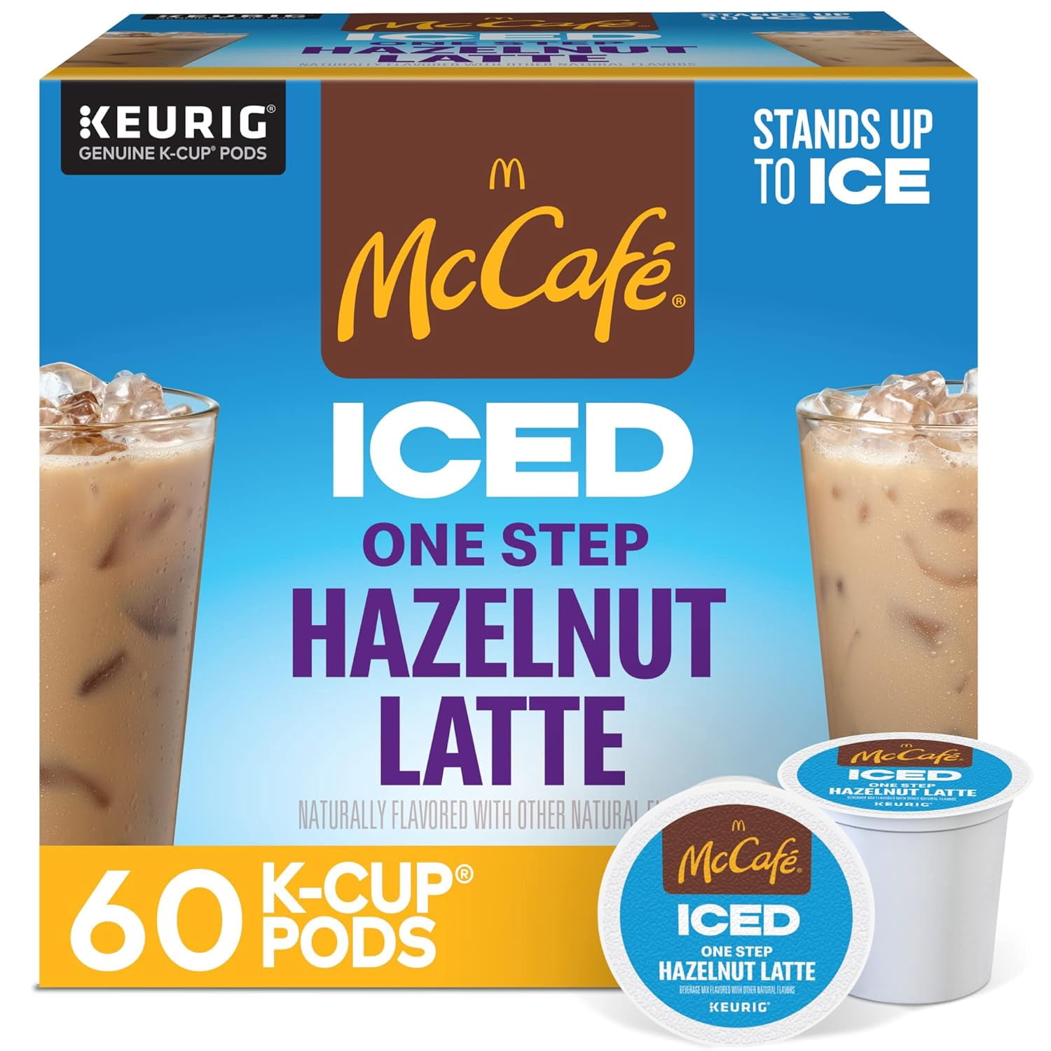 McCafe ICED One Step Hazelnut Latte, Keurig Single Serve K-Cup Pods, 60 Count (6 Packs of 10)