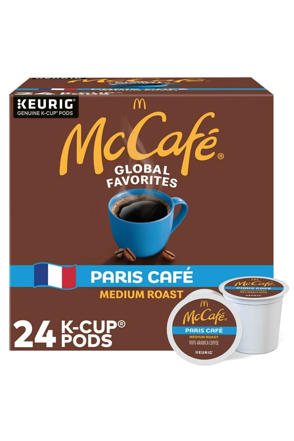 e, Paris Cafe Medium Roast K-Cup Coffee Pods, 24 Count