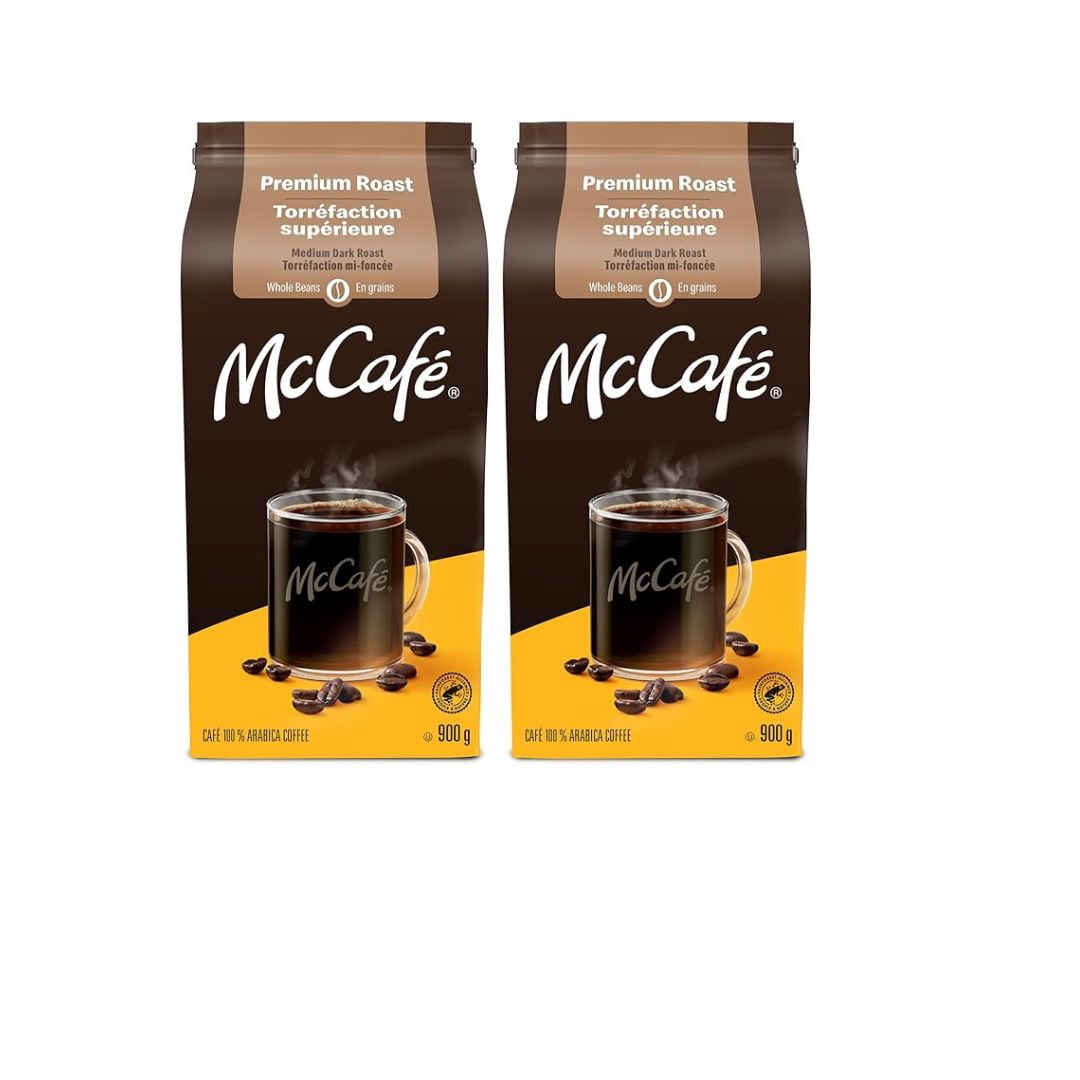 McCafe Premium Medium Dark Roast Whole Beans, ( 2 PACK each 900gm