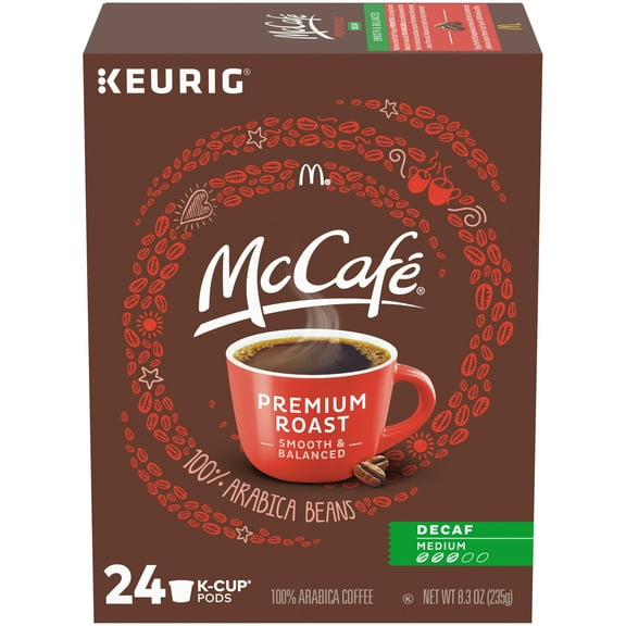 McCafe Premium Roast Decaf Coffee K-Cup Pods, Decaffeinated, 24 ct - 8.3 oz Box