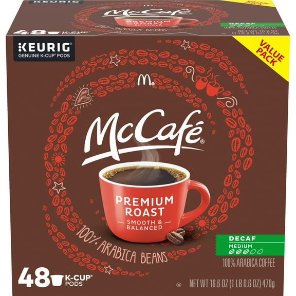McCafe, Decaf Premium Medium Roast Coffee K-Cup Coffee Pods, 48 Count