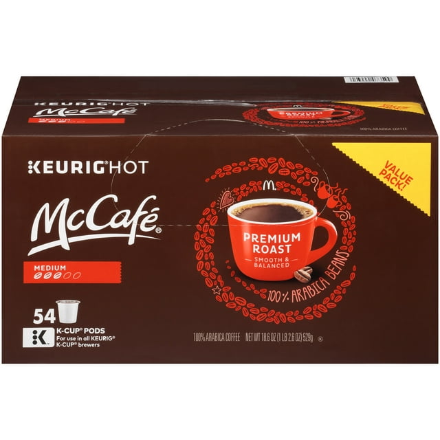 McCafe Premium Roast Medium Coffee K-Cup Pods, 54 ct - 18.6 oz Box