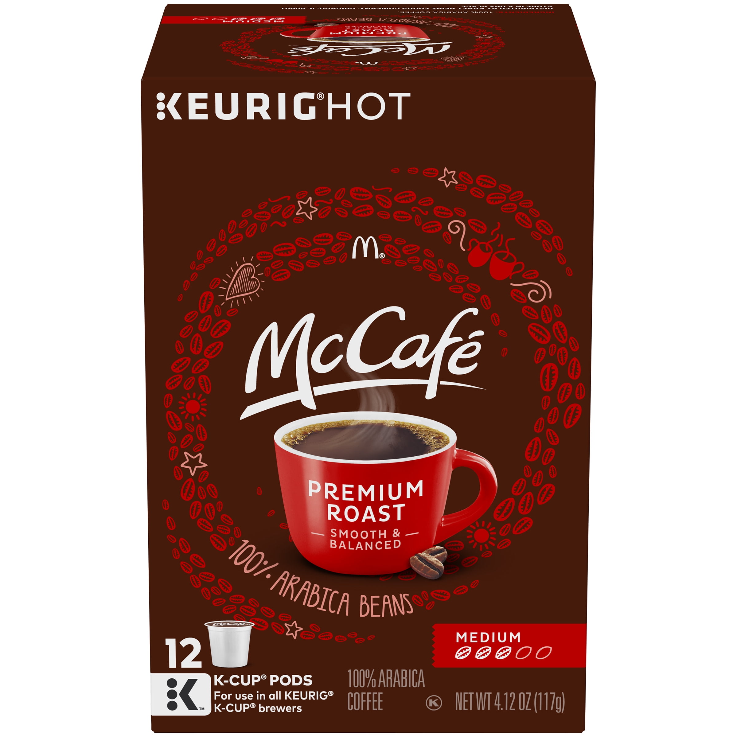 McCafe Premium Roast Medium Coffee K-Cup Pods, Caffeinated, 12 ct - 4.12 oz Box