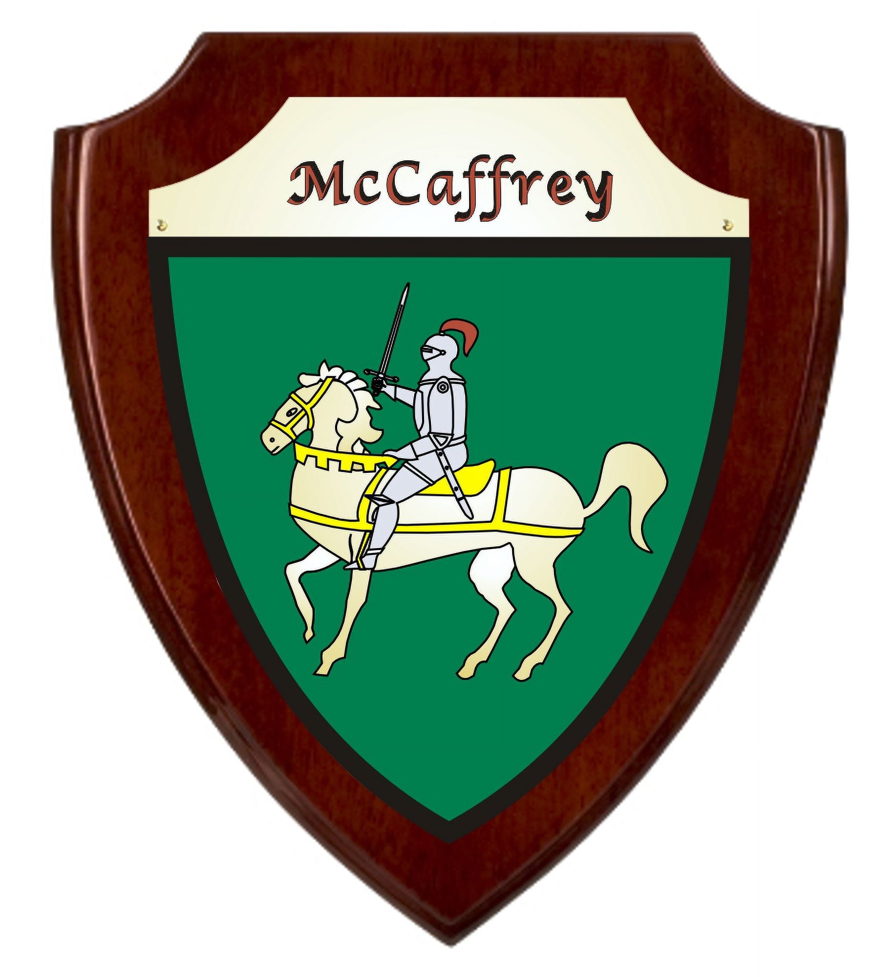 McCaffrey Irish Coat of Arms Shield Plaque - Rosewood Finish