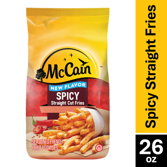 McCain, Spicy Straight Cut French Fries, 26 oz Plastic Bag (Frozen)