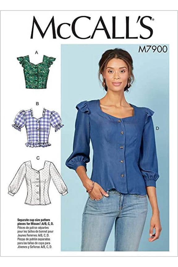 McCall Pattern Women's Gathered Cuff Blouse, Sizes 6-14 Sewing Pattern