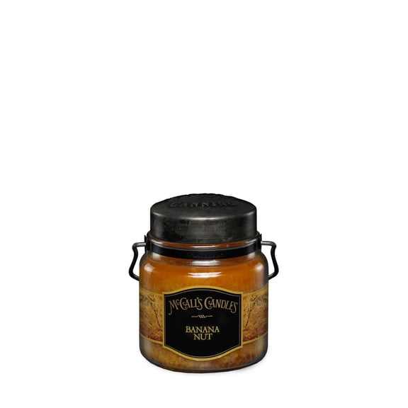 McCall’s Candles | Banana Nut | 16 oz Two-Wick Scented Candle | USA-Poured | Vintage Rustic Jar with Carrying Handle | Warm Banana Bread Bakery Fragrance