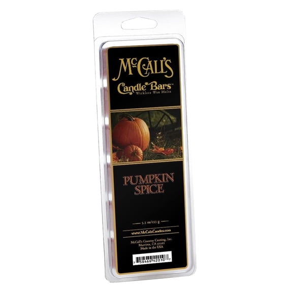 McCall’s Candles | Pumpkin Spice | Scented Wax Melt | Nutmeg, Cinnamon, Orange & Clove | 6-Piece Break-Apart Bar | 12–24 Hours Per Wedge | Poured in the USA | 5.5 oz