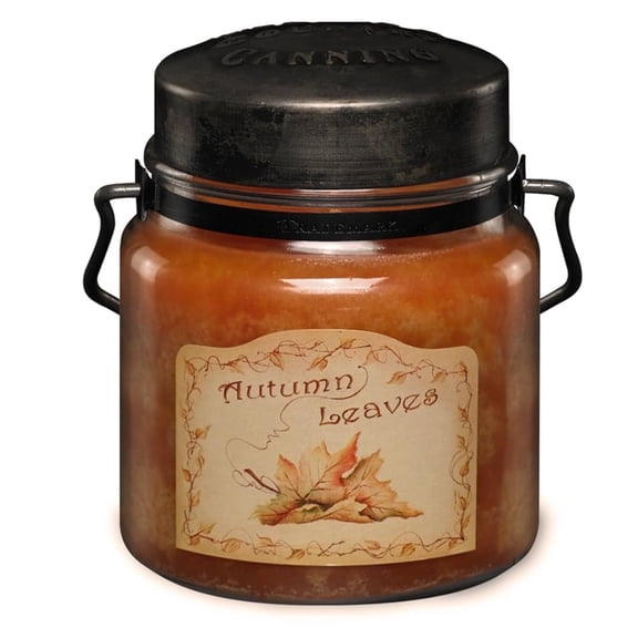 McCall’s Candles | Autumn Leaves | 16 oz Scented Candle | USA-Poured | Vintage Rustic Jar with Carrying Handles | Hazelnut, Cinnamon Bark & Vermont Maple Fragrance
