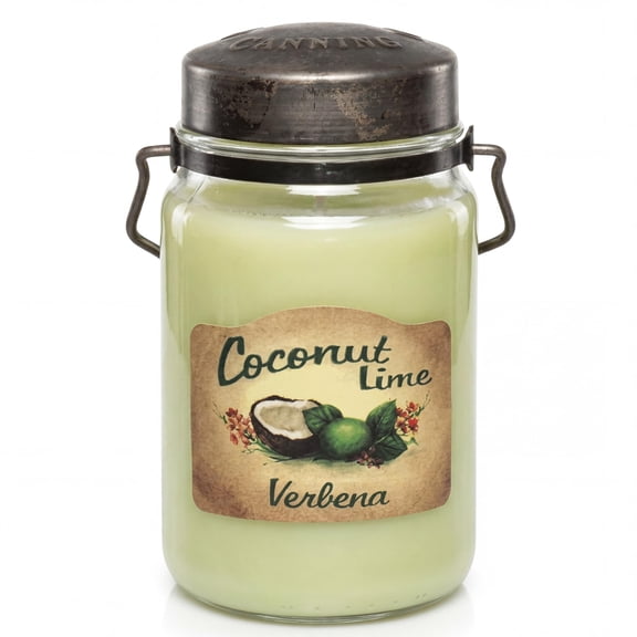 McCall’s Candles | Coconut Lime Verbena | 26 oz Scented Candle | USA-Poured | Vintage Rustic Jar | Tropical Citrus & Creamy Coconut Fragrance