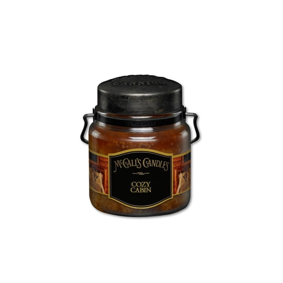 McCall’s Candles | Cozy Cabin | 16 oz Two-Wick Scented Candle | USA-Poured | Vintage Rustic Jar with Carrying Handle | Cedar, Cinnamon & Vanilla Fragrance
