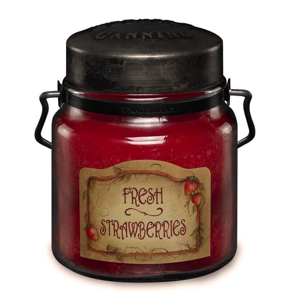 McCall’s Candles | Fresh Strawberries | 16 oz Scented Candle | USA-Poured | Vintage Rustic Jar with Carrying Handles | Bright Farmstand Fragrance