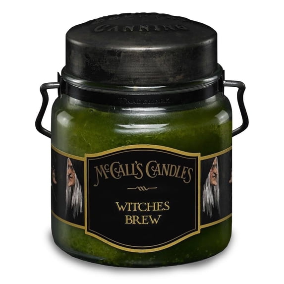 McCall’s Candles | Witches Brew | 16 oz Two-Wick Scented Candle | USA-Poured | Vintage Rustic Jar with Carrying Handle | Spiced Clove & Gingerroot Fragrance