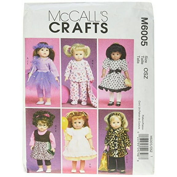 McCall's Patterns M6005 Clothes and Accessories for 18-Inch Doll, One Size Only