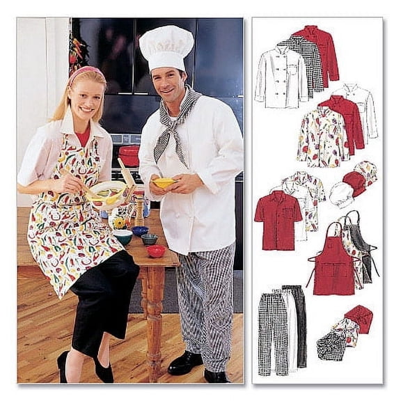 McCall's Ladies & Men's Sewing Pattern 2233 - Chef Uniform & Aprons