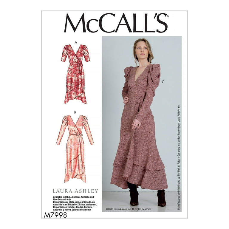 McCall s Pattern Laura Ashley Misses Dresses Sizes 14 16 18 20 22