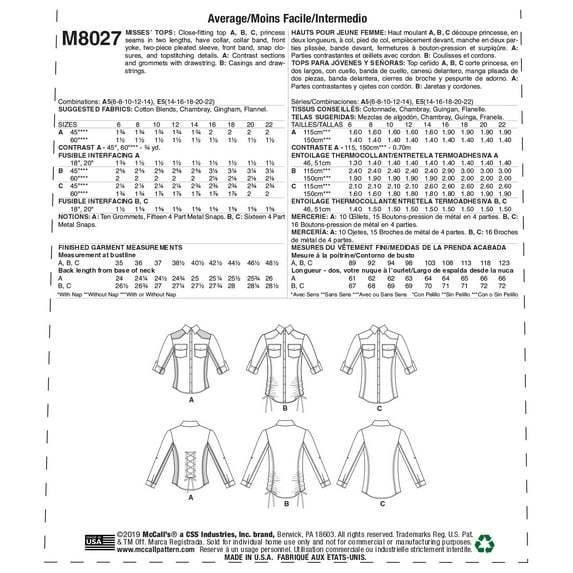 McCall's Pattern: Misses' Tops Sizes 14-16-18-20-22