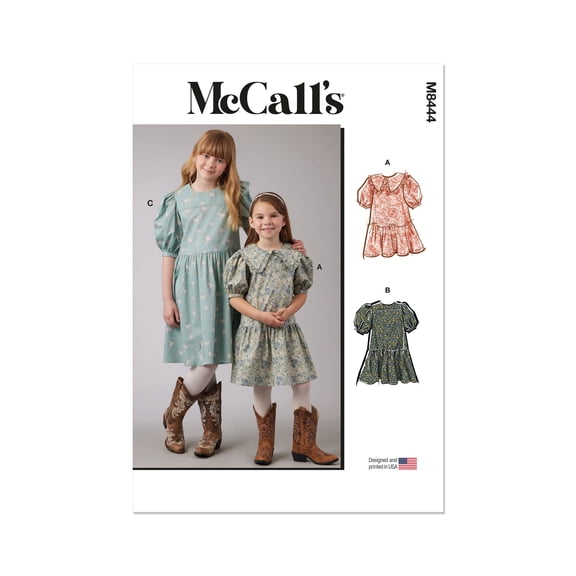McCall's Sewing Pattern 8444 - Girls' Knit Dresses, Size: K5 (7-8-10-12-14)