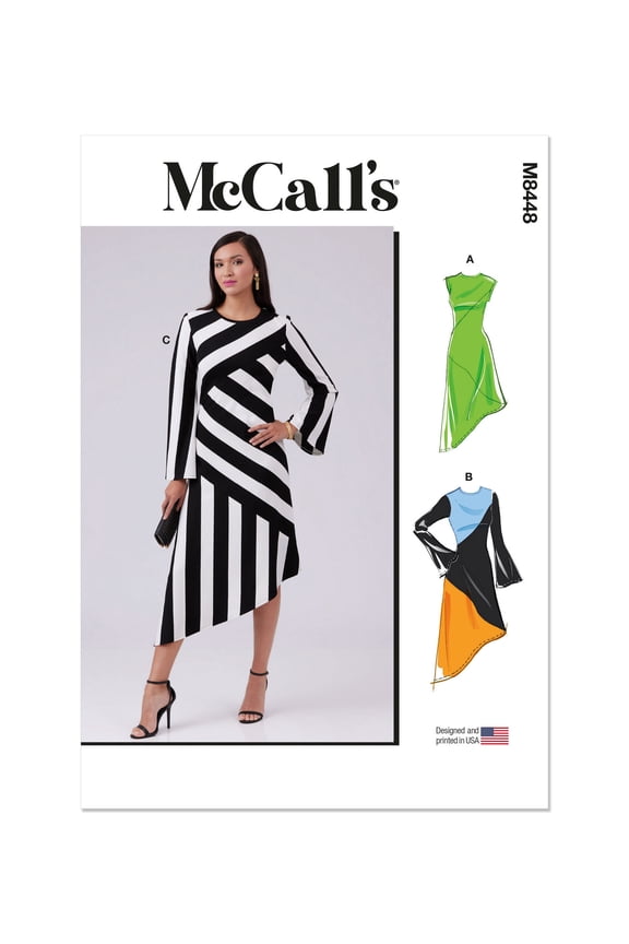 Sewing Pattern 8448 - Misses' Knit Dress With Sleeve Variations, Size: Y5 (18-20-22-24-26)