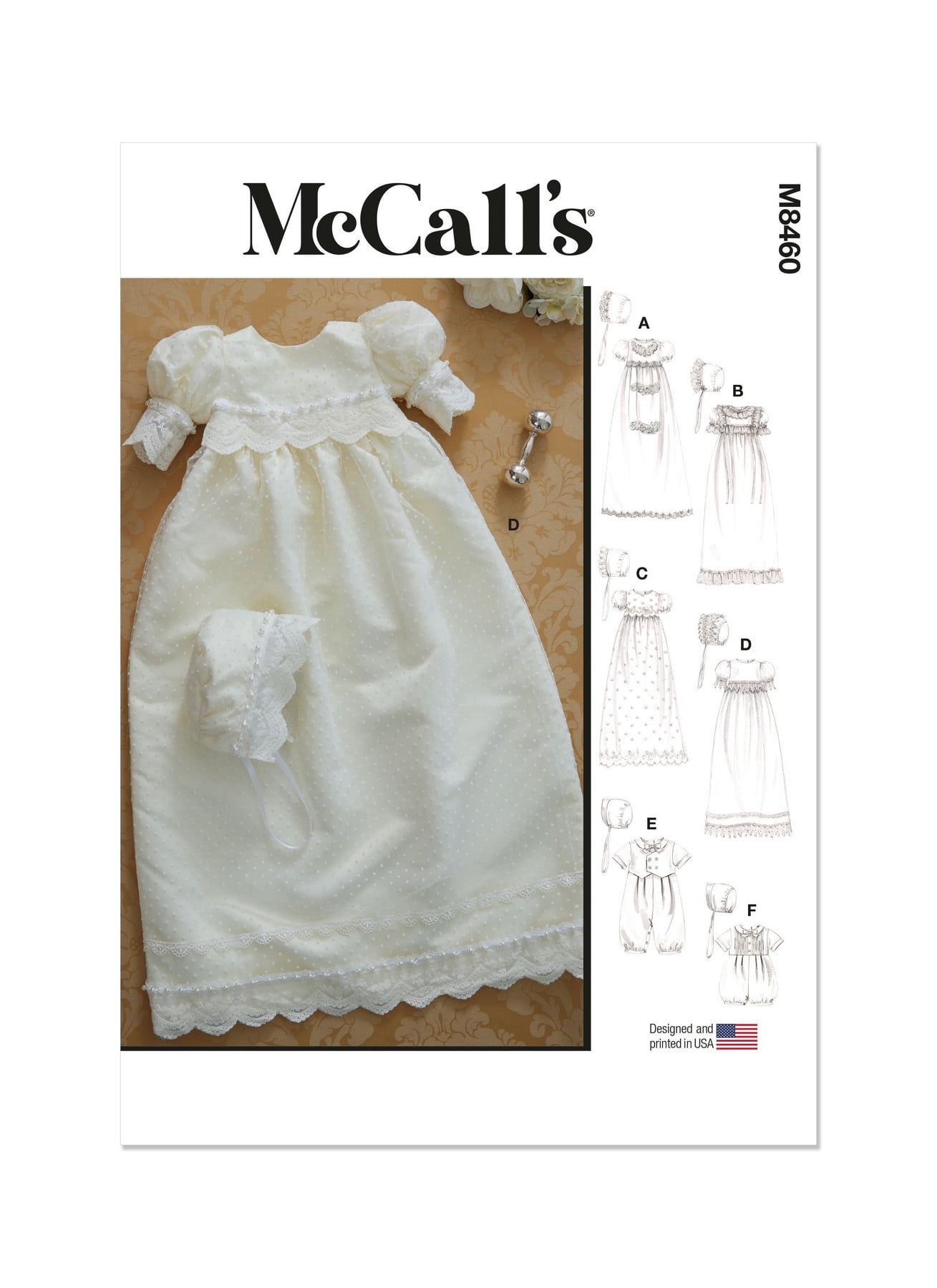 McCall's Sewing Pattern 8460 Infant's Christening Gown, Romper and Size A (NBSML