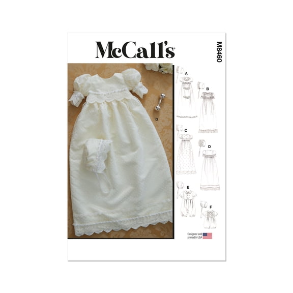 McCalls Paper Sewing Pattern 8460 - Dresses and Jumpsuits and Headwear for Baby