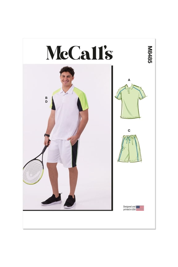 Sewing Pattern 8485 - Men's Knit Tops and Shorts, Size: BB (44-46-48-50-52)