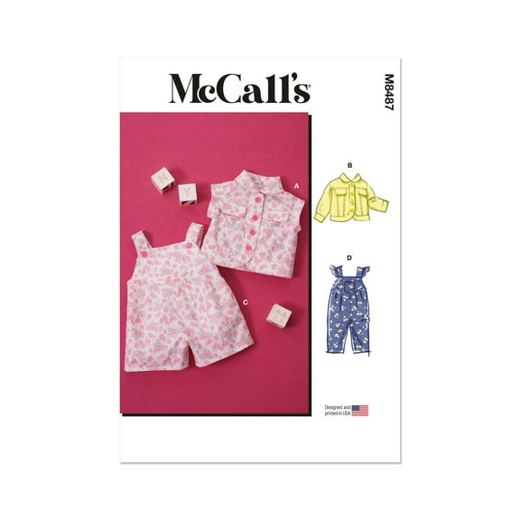 McCalls Paper Sewing Pattern 8487 - Waistcoats and Jackets and Dungarees for Baby