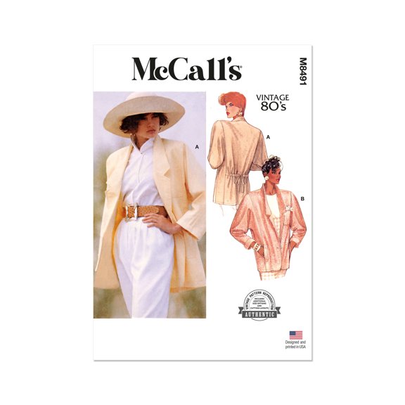 McCalls Sewing Pattern 8491 Jackets, Vintage Style for Women - Easy