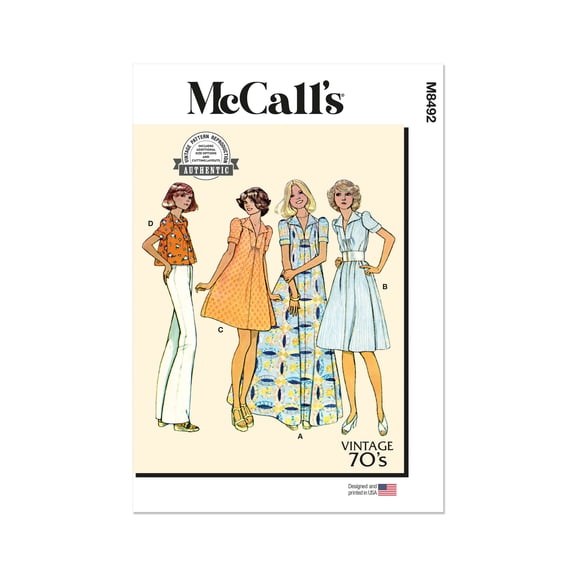 McCall's Sewing Pattern 8492 - Misses' Dress or Top, Size: U5 (16-198-20-22-24)