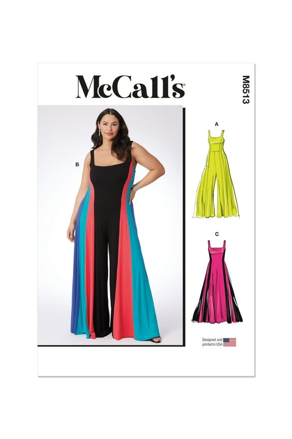 Sewing Pattern 8513 - Women's Knit Jumpsuits and Dress, Size: W2 (20W-22W-24W-26W-28W)