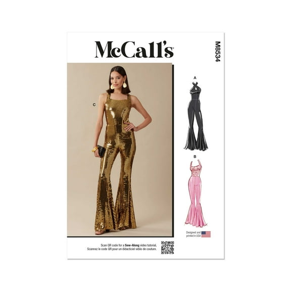 McCall's Sewing Pattern 8534 - Misses' Knit Jumpsuits, Size: H5 (6-8-10-12-14)