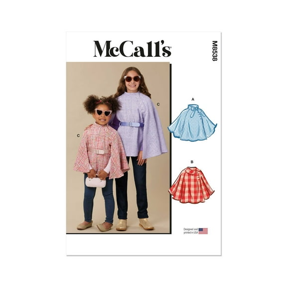 McCall's Sewing Pattern 8538 - Children's and Girls' Capes, Size: K5 (7-8-10-12-14)