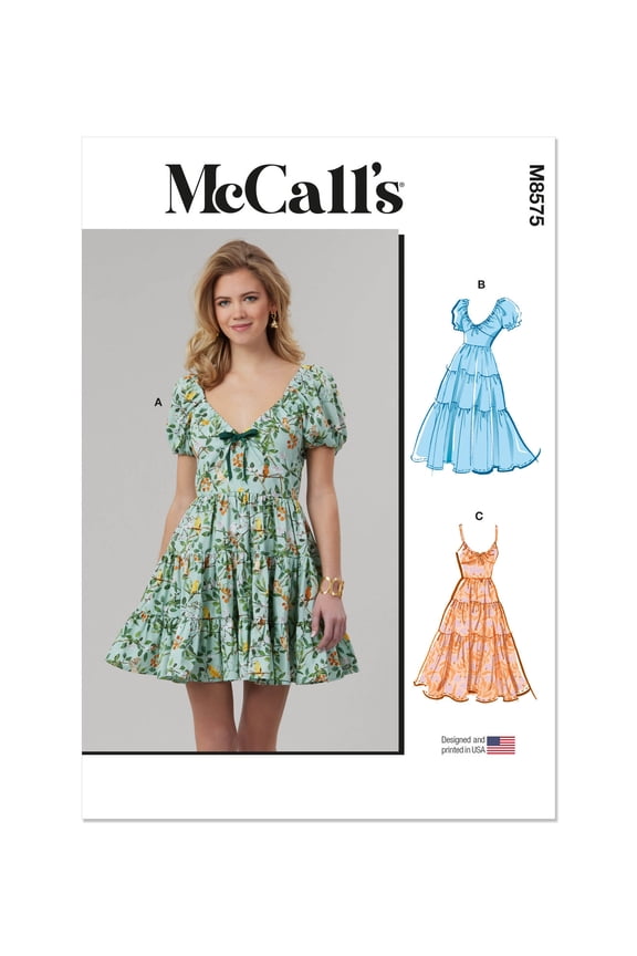 Sewing Pattern 8575 - Misses' Dress with Sleeve and Length Variations, Size: K5 (8-10-12-14-16)