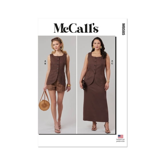 McCall's Sewing Pattern 8585 Misses' and Women's Top, Shorts and Skirt with Petite Lines, Size: W2 (20W-22W-24W-26W-28W)