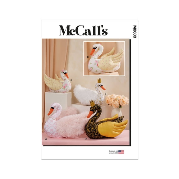 McCall's Sewing Pattern 8600 - Plush Swans in Two Sizes, Size: OS (One Size)