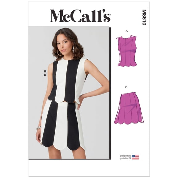 McCall's Sewing Pattern 8610 -Misses' Fitted Knit Top and Skirt, Size: Y5 (18-20-22-24-26)